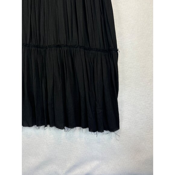 Fate Black Sleeveless Tiered Maxi Dress Lace Crochet Raw Hem Boho - Picture 12 of 13